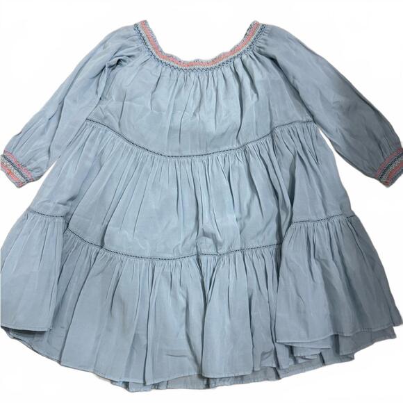 Free People Blue “Sunbeams” Embroidered Off the Shoulder Mini Dress- Size XS - Picture 3 of 7